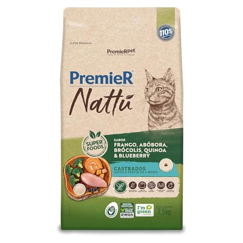 Nattu Gatos Adultos Castrados Abóbora 7,5Kg Ração Alimento