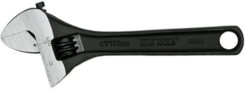 Teng Tools Llave industrial ajustable de 4 pulgadas con escala graduada - 4001, plata