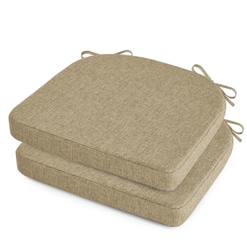 OVOV Chair Cushions for Dining Chairs Set of 2 with Ties 16"x16" Beige