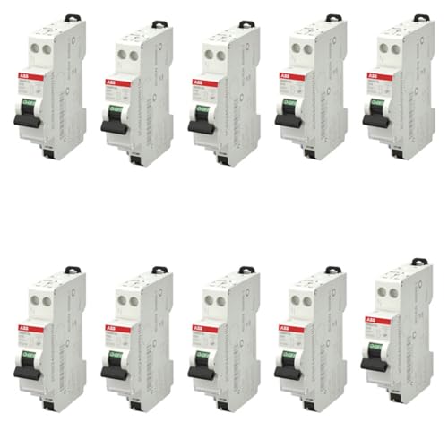 ABB Lot de 10 disjoncteurs automatiques Ph+N raccordement Rapide 10A-4,5Ka