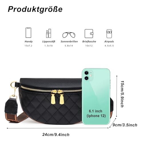 Umhängetasche Damen Bauchtasche Damen Leder, Crossbody Bag Damen Breiter Gurt, Damen-Umhängetaschen Bauchtasche Damen Stylisch, Gürteltasche Damen Elegante – Bild 4