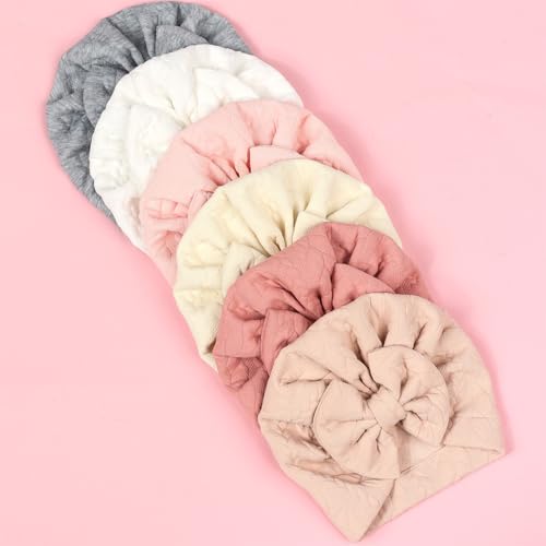 Knit Newborn Little Girl Turban Hat with Bowknot Soft Knitted Bowknot Turban Hat Comfortable Wearing Hat for 0-12 Months4
