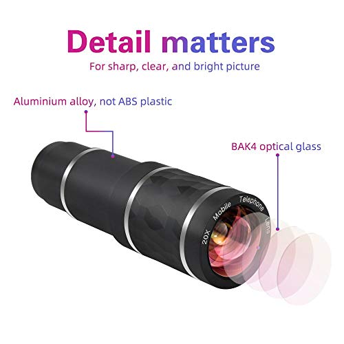 Mocalaca GC-5-US Phone Camera Lens Kit For Iphone, Android, 20X Telephoto Zoom Lens, Phone Wide Angle & Macro Lens, Fisheye, Cpl Lenses Compatible thumb #1