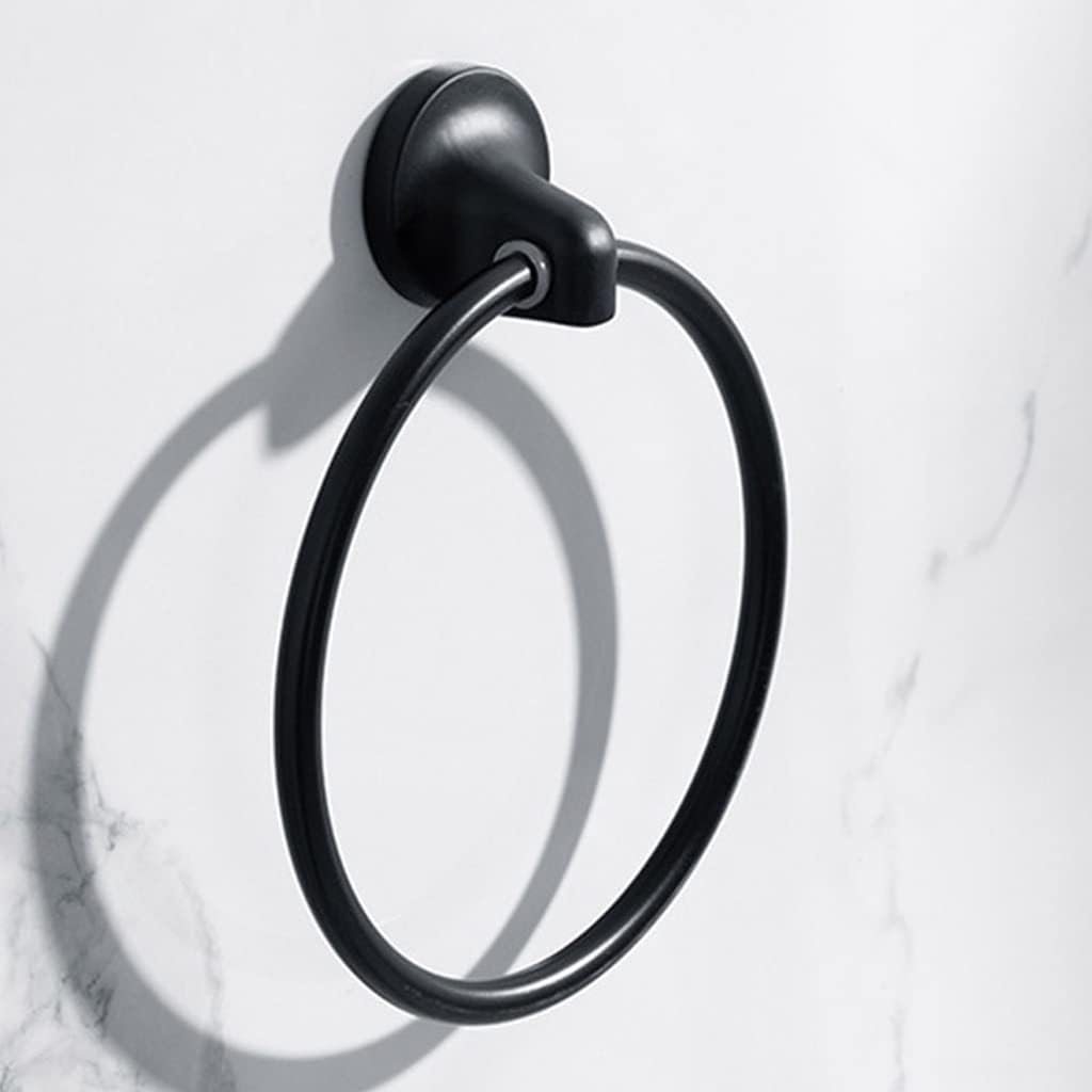 LSLYTQ Matte Black Finish Stainless Steel Wall Mounted Towel Ring, Bathroom Accessories, Round Towel Holder, Bathroom Towel Rack Hanger