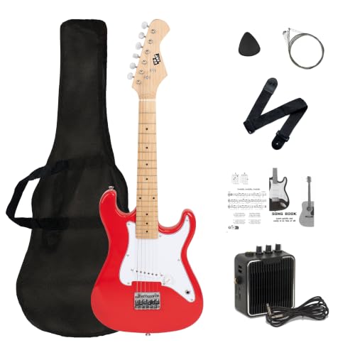 Image of 32 Inch Kids Electric Guitar Beginner Kit, Junior Size Mini Electric Guitar for Children with 5W Amplifier and Guitar bag, Unisex Red