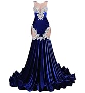 Ikerenwedding Velvet Prom Dress Beaded Applique Sleeveless Pageant Gala Mermaid Evening Party Gown