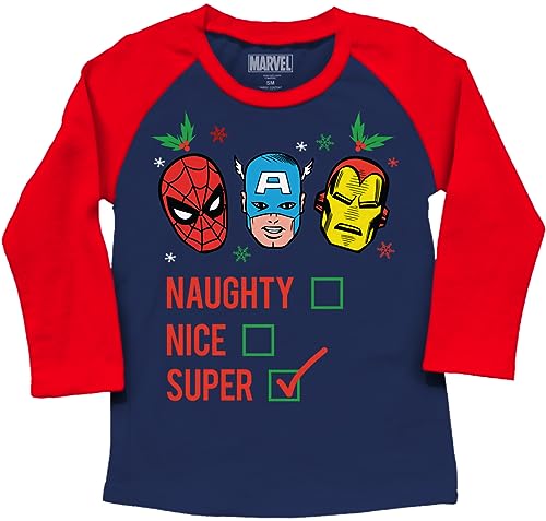 Marvel Toddler Boys' Super List Long Sleeve Raglan T-Shirt