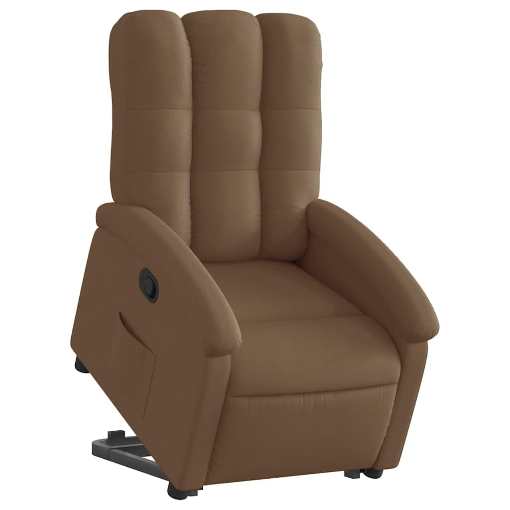 vidaXL Sillón Reclinable Elevable, Silla con Respaldo Reposabrazos, Sillón de Relax Descanso, Asiento Ajustable para Ancianos, Tela Marrón