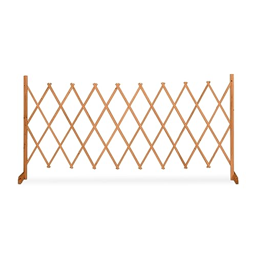 Relaxdays Rankgitter Holz, ausziehbar bis 275 cm, Rankhilfe Kletterpflanzen, Scherengitter freistehend, Garten, orange
