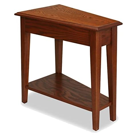 Leick Home 9035-MED Recliner Wedge Table with Shelf, Medium oak, 24 in x 15 in x 24 in Cover