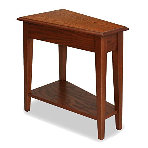 Leick Home 9035-MED Recliner Wedge Table with Shelf Medium oak 24 in x 15 in x 24 in