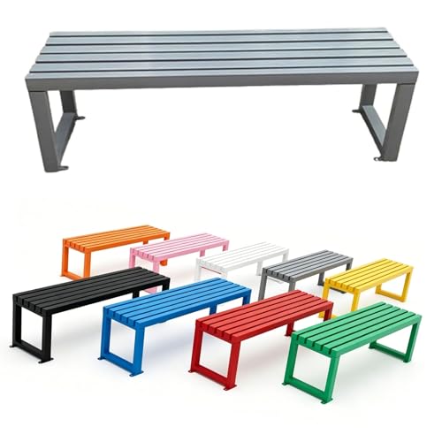 Wnanch Banco de Exterior Diseño Moderno Banco de Jardín de Metal Resistente a la Intemperie sin Respaldo Mueble de Jardín para Porche Entrada y Paseo Estable 100/120/145/180 cm DIY