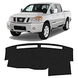KUST Black Dash Cover for Nissan Titan 2004-2010 2011 2012 (Without Sensor, No Navi Holes) Polyester Dashboard Cover Non-Slip Center Console Dash Cover Titan Interior Accessories Sunshade No Glare