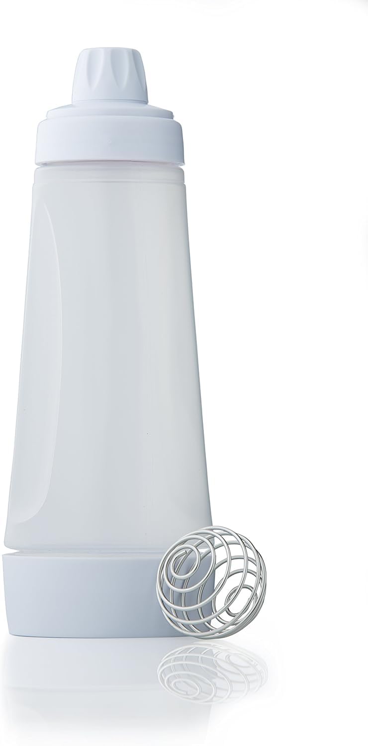 MallArt® Pankek & Krep Hamuru Karıştırma ve Dökme Şişesi – 1 Litre | Ölçü Çizgili, Karıştırıcı Toplu, Sıkma Başlıklı Hamur Hazırlama Şişesi | Kahvaltı & Tatlı Hamuru için Plastik Şişe