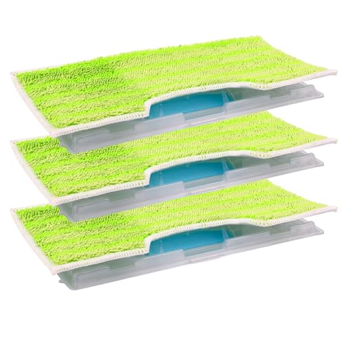 Re-usable Pad Refills Compatible with Shark VacMop Vacuum Spray Mop, Washable Microfiber Pads for A Sustainable Alternative to Disposable Cleaning Pads (3 Sets-Green (heavy-duty))