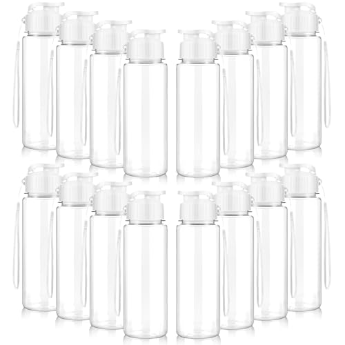 LYDTICK 16 Pack Bulk Water Bottles-17oz Plastic Sports Water Bottles for Kids and Adults Leak Proof, Reusable for Gym Travel School Office, White