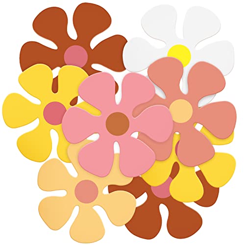 Henoyso 60 Pcs Groovy Party Decorations Retro Flower Cutouts Daisy Decor 60s 70s 80s...