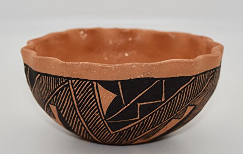 Mica Hand Coiled Acoma Pueblo Pottery Bowl with Ruffled Rim