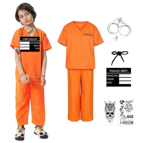 Disfraz de preso naranja para niños 6 piezas