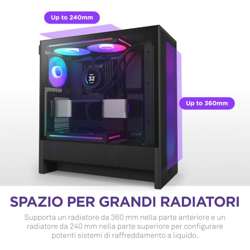 H5 Flow RGB - Case per PC da gaming mid-tower ATX compatto - Flusso d'aria elevato - Ventola F360 RGB Core (CV) inclusa - Supporto per radiatori da 360 mm (anteriore) - Nero - Cuffia gaming - Immagine 3