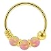PiercingPoint 9KT Solid Yellow Gold Triple Pink Opal Stone 22 Gauge (0.6MM) - 5/16 Inch (8MM) Length Hoop Nose Ring