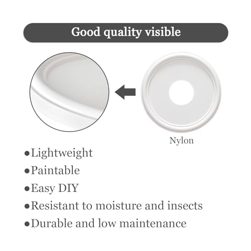 Image of Molded Nylon Ceiling Medallion for Light Fixtures and Ceiling Fans White 13 inchOD x 4 inchID x 1-1 /8 inchP (Fits Canopies up to 10-1 /2 inch)
