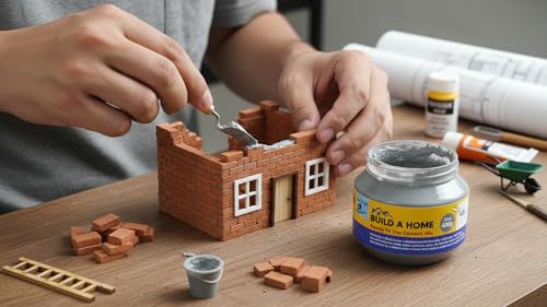 Image of Little Birdie Build A Home Ready-to-Use Cement Mix Gray 400g Bottle | Ideal for Model Homes, Miniature Projects, Dollhouses, and Home Decor | Strong Adhesion for Miniature Building Materials