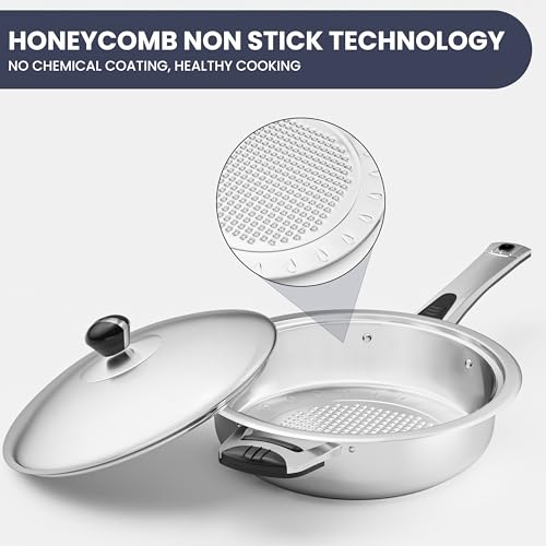 Foto de Juego de utensilios de cocina de acero inoxidable, 12 piezas antiadherentes de acero inoxidable, base D5 capas para calefacción uniforme, apto para lavavajillas, tapas de vidrio ventiladas (imagen 8)