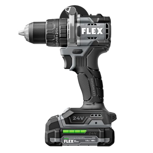 Image of FLEX 24V Brushless Cordless 1 /2-Inch 1,000 In-Lbs Torque 2-Speed Hammer Drill Kit with (2) 2.5Ah Lithium Batteries and 160W Fast Charger - FX1252-2A