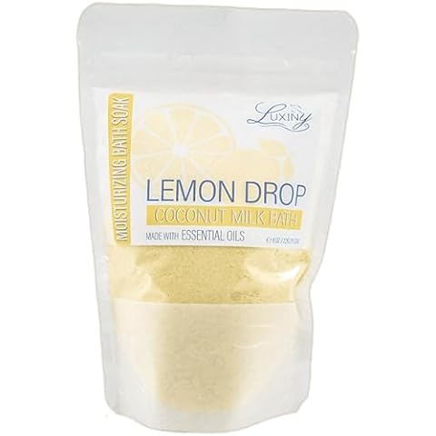 Luxiny Vegan Milk Bath Soak Made with Moisturizing Coconut Milk Powder, Essential Oil, & Sweet Almond Oil, for a Bath Soak That is Relaxing & Soothing to Dry & Sensitive Skin, 8oz (Lemon Drop) Cover