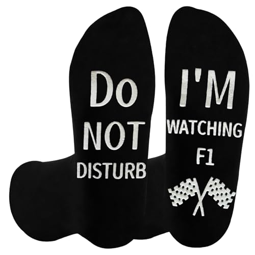 Dekzked Funny Gifts for Formula 1 Fans,Do Not Disturb I'm Watching F1 Socks for Racing Car Lovers Dad Husband Boyfriend Teens,Novelty Christmas Stocking Fillers for Men Women