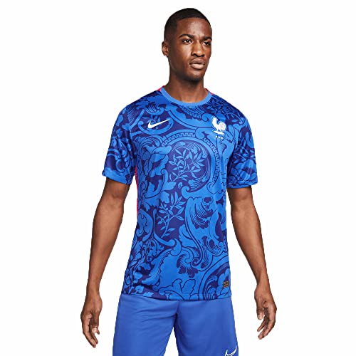 Nike FFF MDri-Fit Stad Maillot Sleeve Shirt Accueil, Hyper Cobalt/Siren Red/White, M Homme