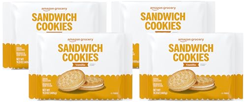 Image of Amazon Grocery, Vanilla Sandwich Cookies, 14.3 Oz (Pack of 4)