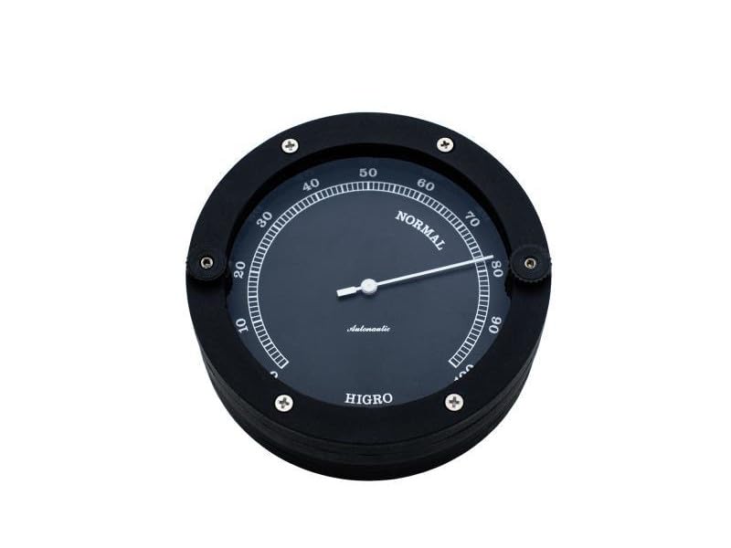 Autonautic - Higrómetro Náutico Negro de Poliamida, Funcional, Resistente, de Estilo Deportivo y Profesional, para interiores o exteriores de Embarcaciones - 110mm (ø) - Made in Spain.