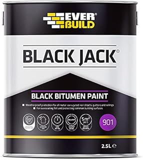Everbuild Black Jack 901 | Solvent Based, Full Bodied Black Bitumen Paint - Protective Coating for Concrete Structures, Stone & Concrete Screeds - 5 Litre - Black