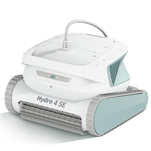 Hydro 4SE Robotic Pool Cleaner, S-Shaped Path/Auto Wall/Waterline Cleaning, 40FT Long Cable/4 Cleaning Modes, 4.1L Large Filter Basket Pool Vacuum Ideal for Inground/Above Pools