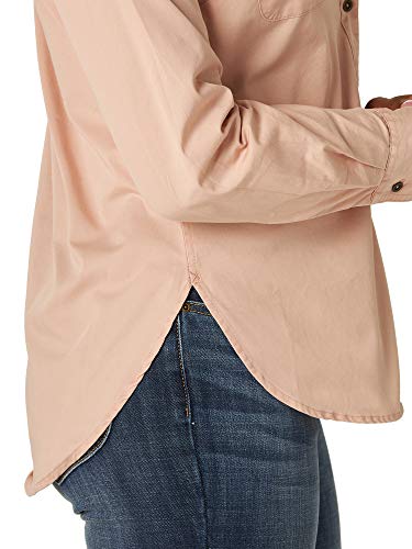 Riders By Lee Indigo Women's Heritage Long Sleeve Button Front Solid Twill Shirt, Rose Cloud, X-Large #TOP3