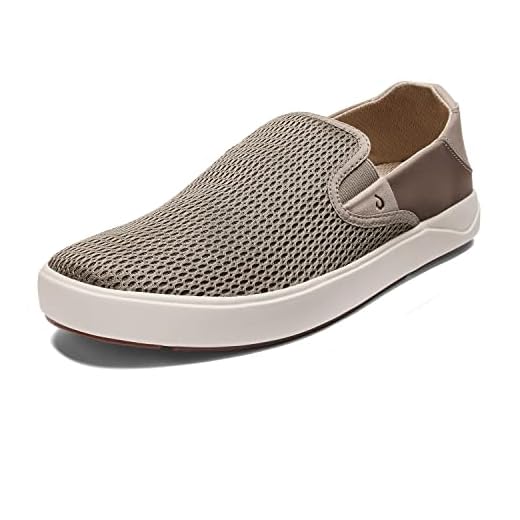 OLUKAI Lae'ahi Men's Slip On Sneakers, Lightweight Barefoot Feel & Breathable Mesh, Water Resistant Heel & Wet Grip Rubber Soles, Removable Gel Insert, Clay/Clay, 10