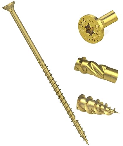 Yellow Hardened Countersunk Torx Wood Timber Construction Screw Sleepr Screws with Flat Head High Performacne Carpenter Screws (Pack of 100) (3mm x 30mm) J10-J13ABC