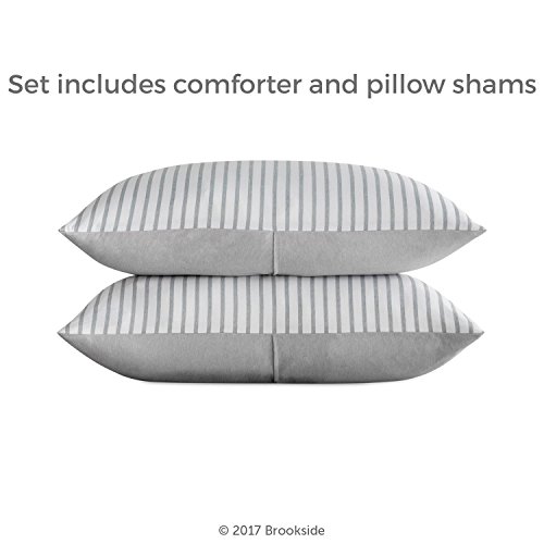 BROOKSIDE Striped Chambray Comforter Set - Includes 2 Pillow Shams - Reversible - Down Alternative - Hypoallergenic - All Season - Box Stitched Design - Oversized Queen - Coastal Gray - Image 6