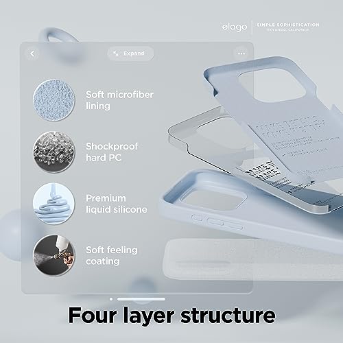 Image of elago Compatible with iPhone 15 Pro Case, Liquid Silicone Case, Full Body Protective Cover, Shockproof, Slim Phone Case, Anti-Scratch Soft Microfiber Lining, 6.1 inch (Light Blue)