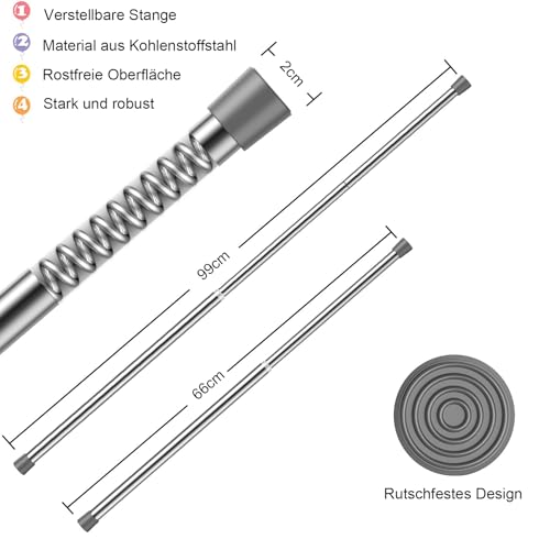 Image of AIZESI 2pcs Spring Tension Rods Adjustable 26 to 39 inch Tension Curtain Rod Small Tension Rod No Drilling Expandable Spring Loaded Curtain Tension Rod,Suitable for Doors and Windows 28 to 36 inch