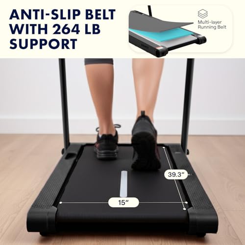 Image of Squatz 2‑in‑1 Walking Pad Treadmill with Handlebar & Vibration Plates - Compact Walking Pad with LED Display, Device Holder, Quiet 1.0HP Motor & Remote for Home or Office Fitness
