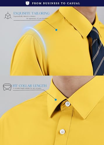Image of HISDERN Mens Dress Shirt with Tie Pocket Square Set Classic Button Down Shirt Matching Tie Long Sleeve Shirts