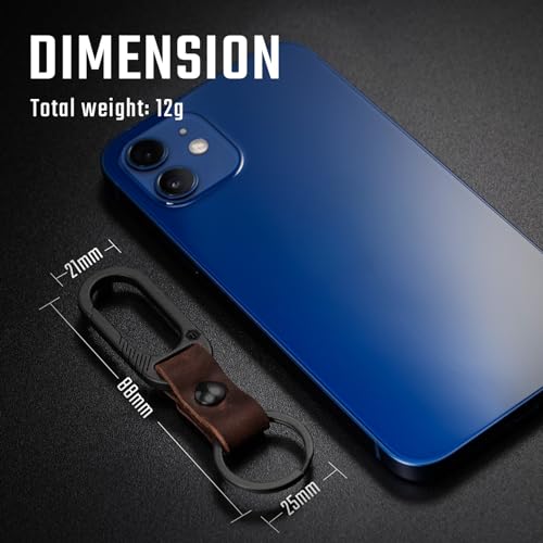 Image of KeyUnity KM02 Titanium Belt Clip Carabiner Leather Keychain Holder with Removable Stainless Steel Key Ring