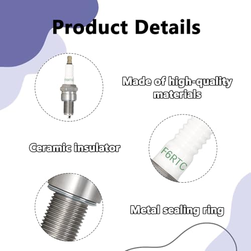 2 Stück F6RTC Zündkerze Ersetzen für Rasenmäher und kleine Motoren Traktor, für NGK 7822/6634/BPR6ES/995/WR6DC 7900/WR7DC/RN9YC RN10YC RN11YC/3047/W20EPR-U/VW20/ MTD 951-10292 751-10292 131-039, OEM