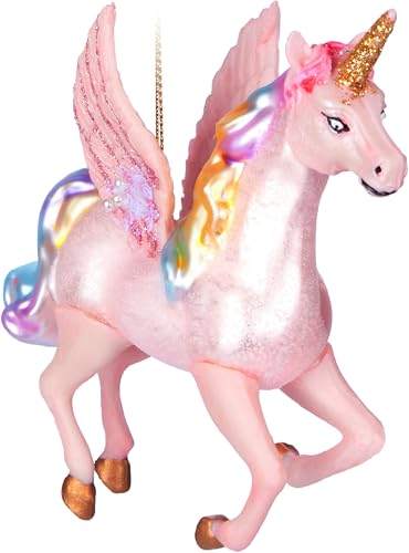 BRUBAKER Fliegendes Einhorn - Weihnachtskugel aus Glas mit Regenbogen...