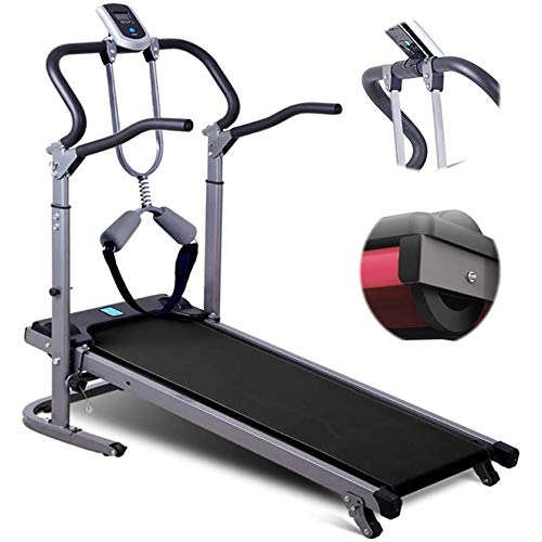 Image of Gululu Foldable Treadmill, Manual Treadmill with 150 kg Capacity and Double Wheels, Low Noise Portable Treadmill for Running