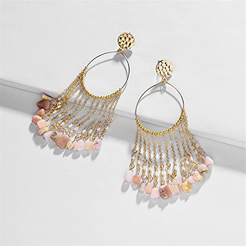 Cadeaux boucles d'oreilles pendantes bavoir éventail en pierre