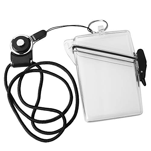 Sport Waterproof Id Card Badge Holder Case With Lanyard Cover Multiple Credit Cards, Registration, Ins Card Heavy Duty Durable Locker,Dry Box (Clear) #TOP4